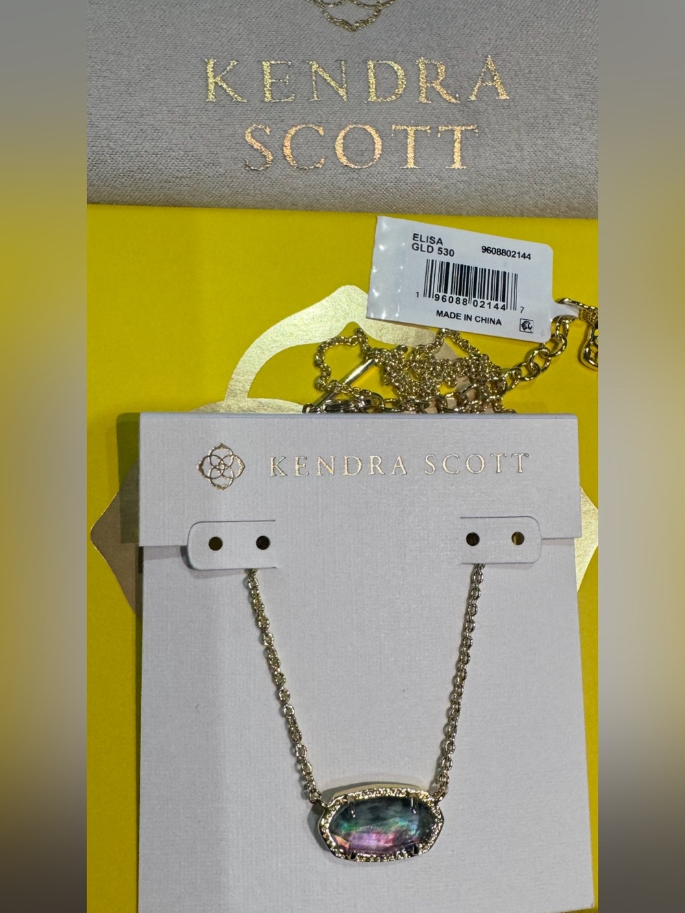 Kendra Scott Gold Abalone Elisa Pendant Necklace - Blue & Green - Picture 4 of 4